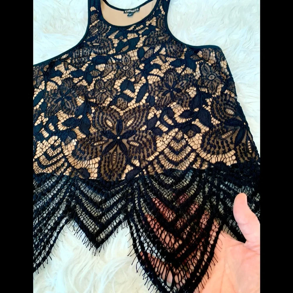 EXPRESS sz S black lace and nude sleeveless top - Picture 3 of 4